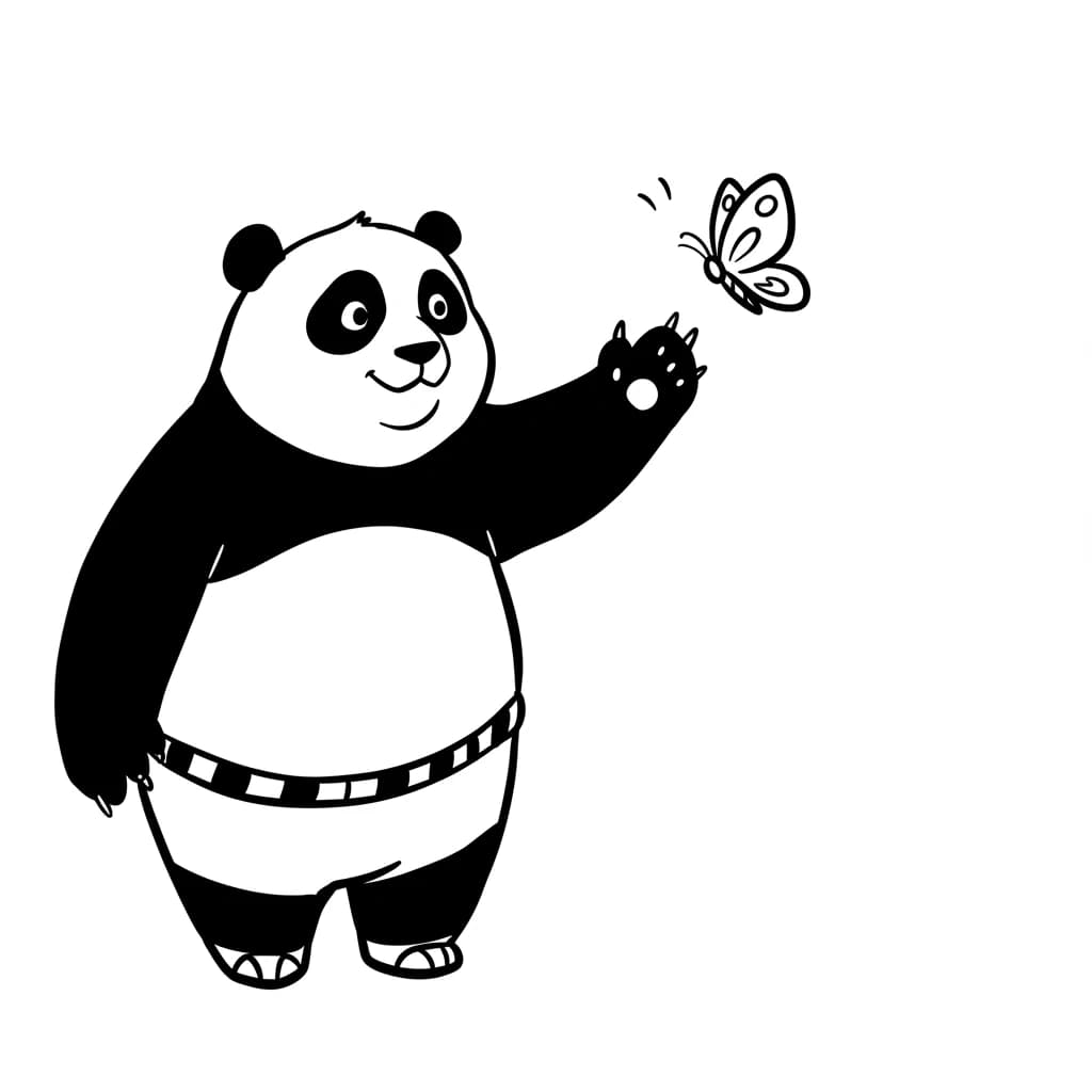 Kung Fu Panda Leuke kleurplaat van Kung Fu Panda met een vrolijke en actieve uitstraling.