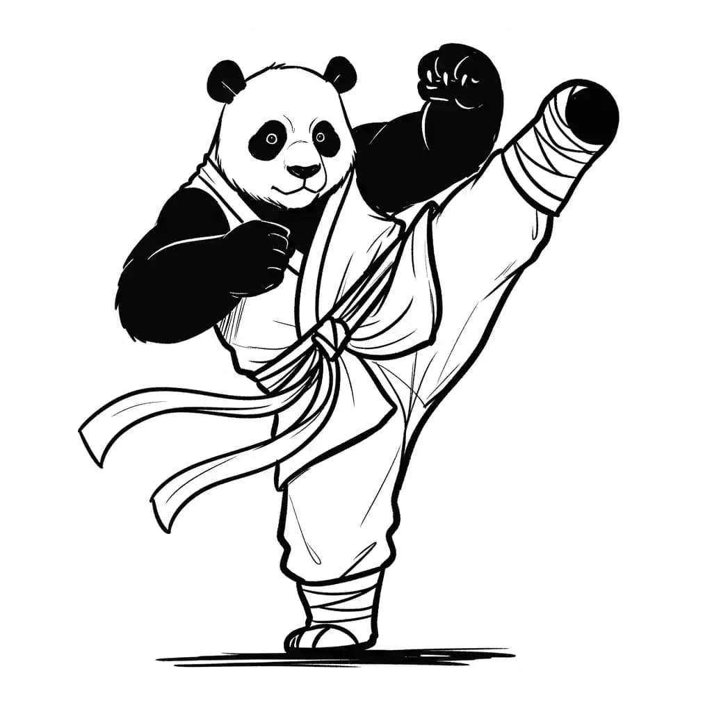 Kung Fu Panda Kleurplaat van Kung Fu Panda met een leuke en avontuurlijke scène om in te kleuren.