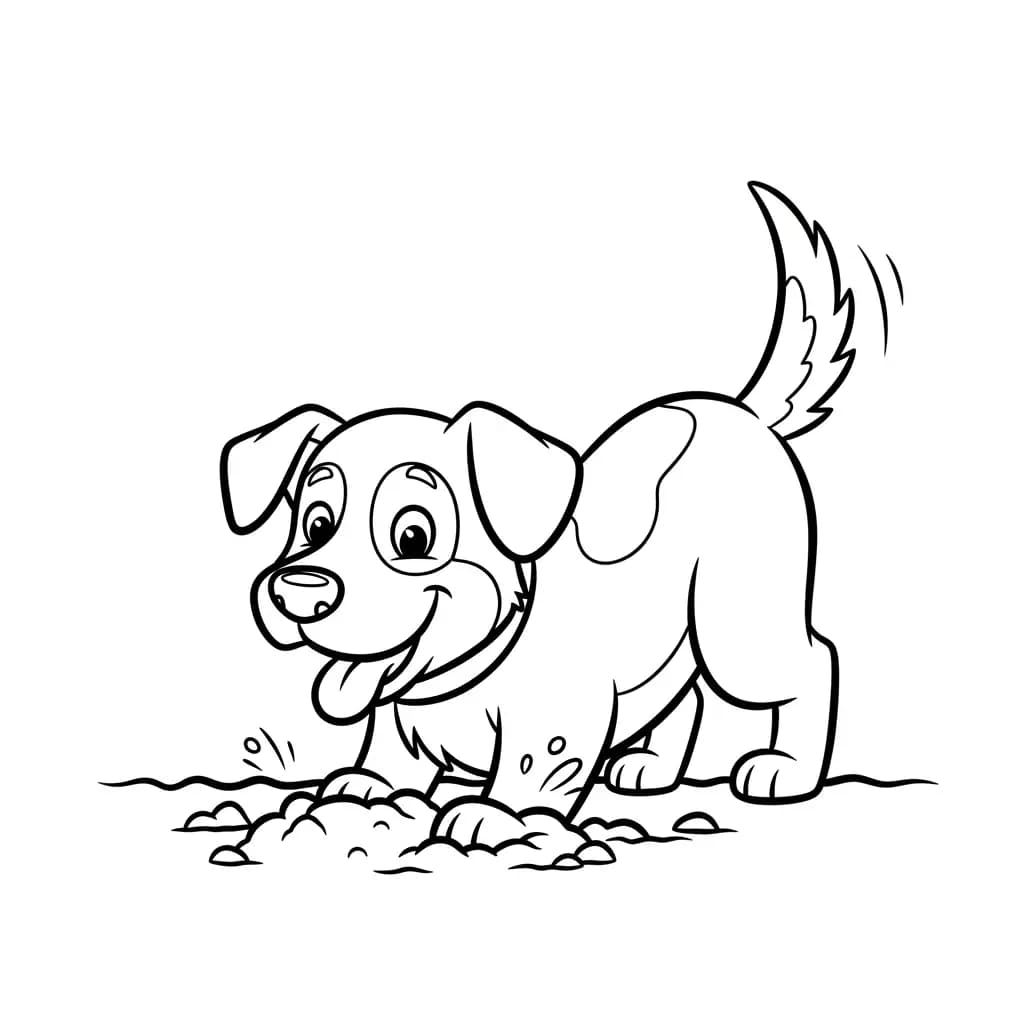 Hond Een leuke en eenvoudige kleurplaat van een hond om in te kleuren.