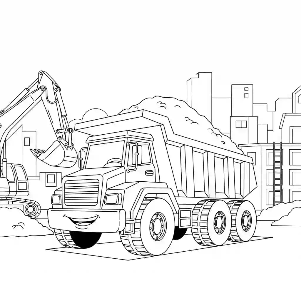 Vrachtwagen Kleurplaat van een vrachtwagen om zelf creatief in te kleuren.