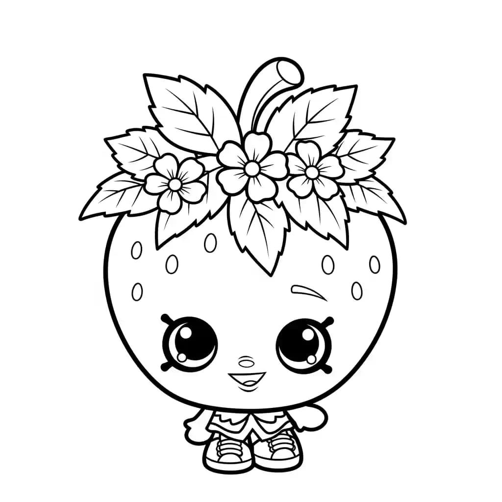 Shopkins Kleurplaat van Shopkins met een vrolijk en creatief thema om in te kleuren.