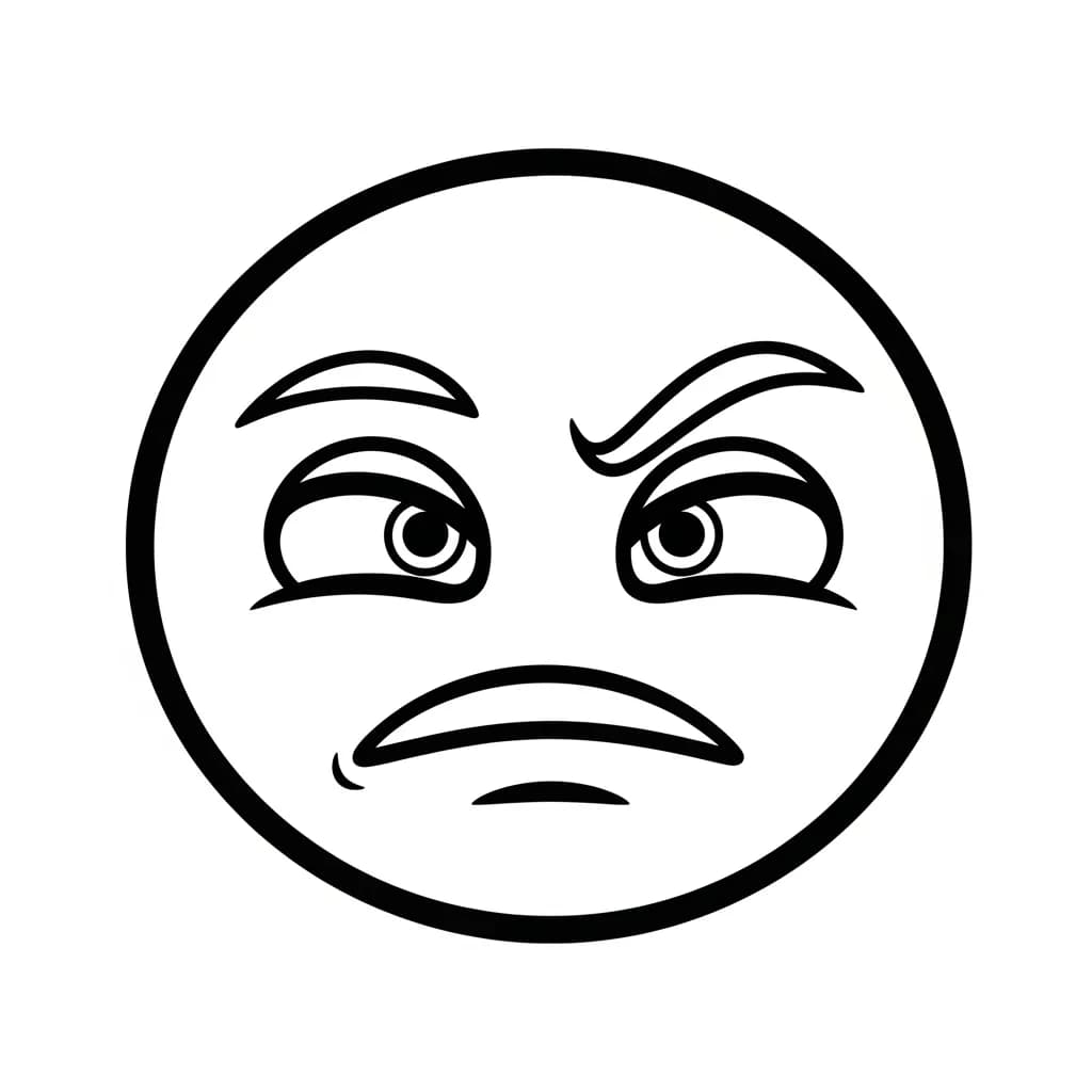 Emoji Zwart-witte kleurplaat van een eenvoudige Emoji-tekening om in te kleuren.