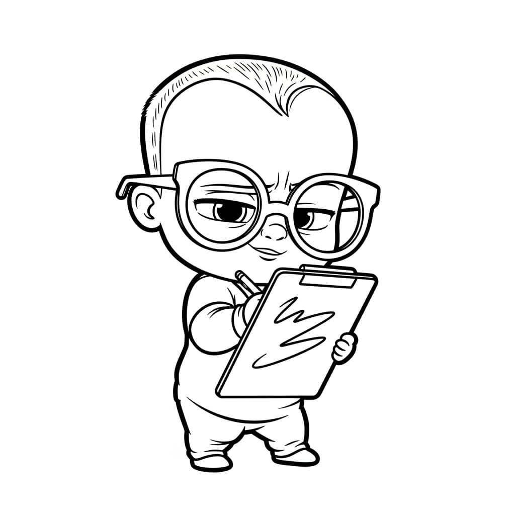 Boss Baby Kleurplaat Zwart-witte kleurplaat van Boss Baby, klaar om in te kleuren door kinderen en volwassenen.