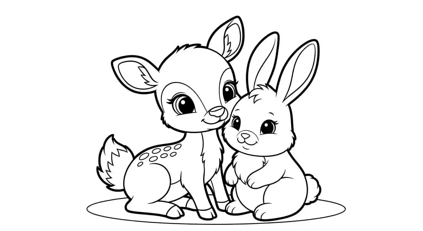 Dieren Eenvoudige zwart-wit kleurplaat van Dieren uit de categorie Dieren.