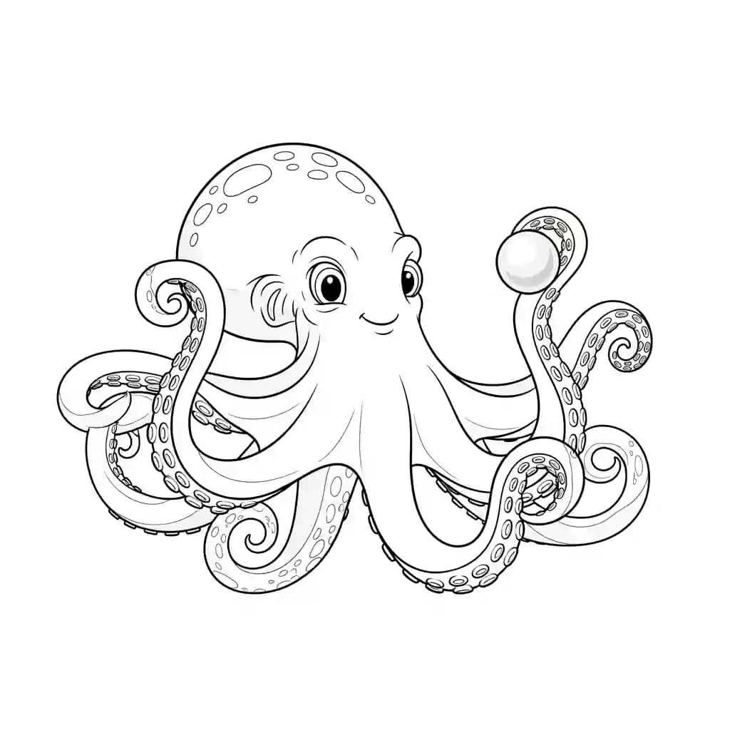 Octopus Kleurplaat van een vriendelijke Octopus die uitnodigt tot creatief inkleuren.