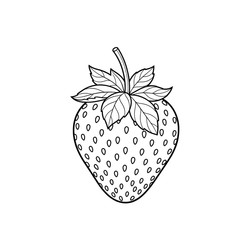 Aardbeienkleurplaat schets kleurplaat van een grote aardbei met duidelijke contouren om in te kleuren