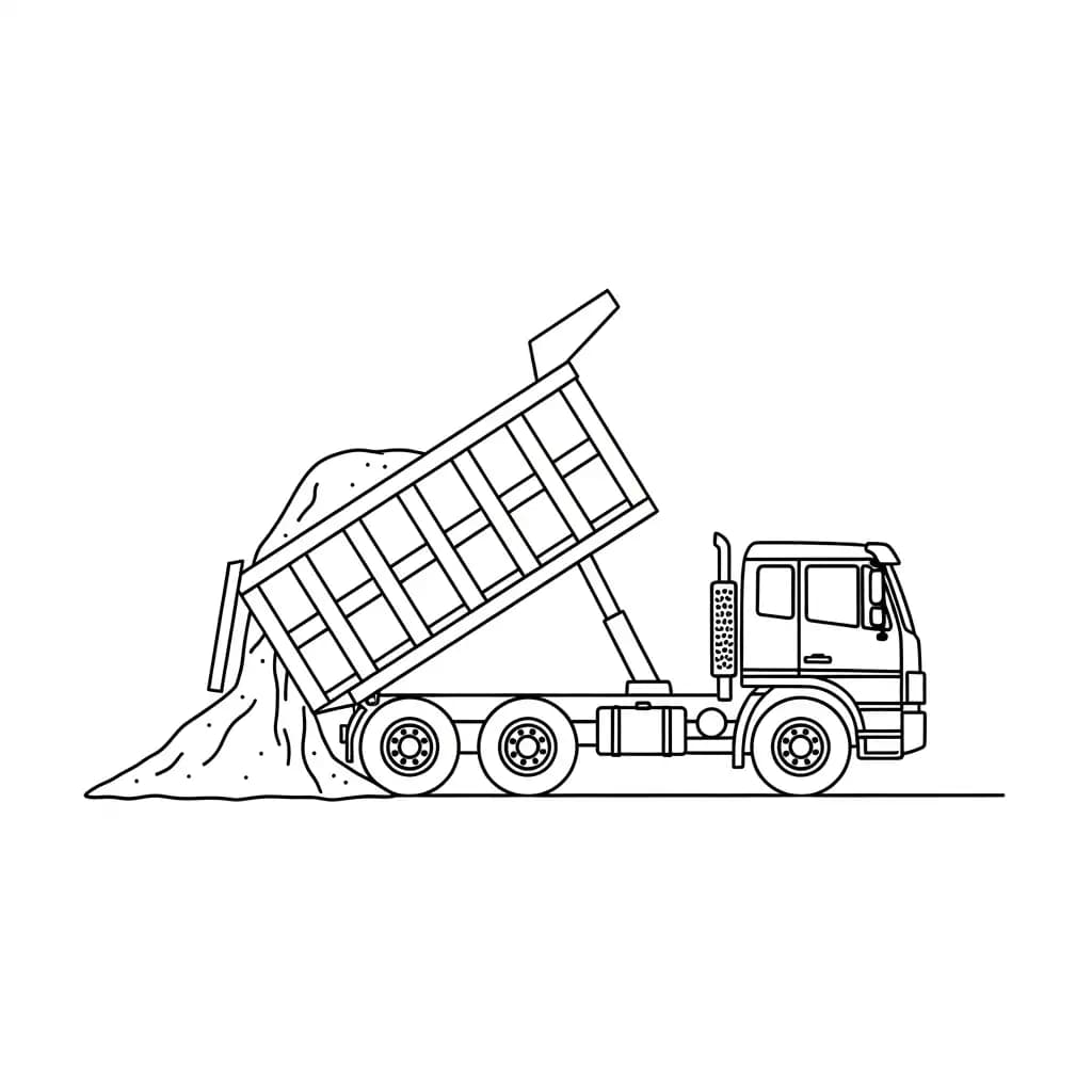 Vrachtwagen Kleurplaat van een vrachtwagen om zelf creatief in te kleuren.