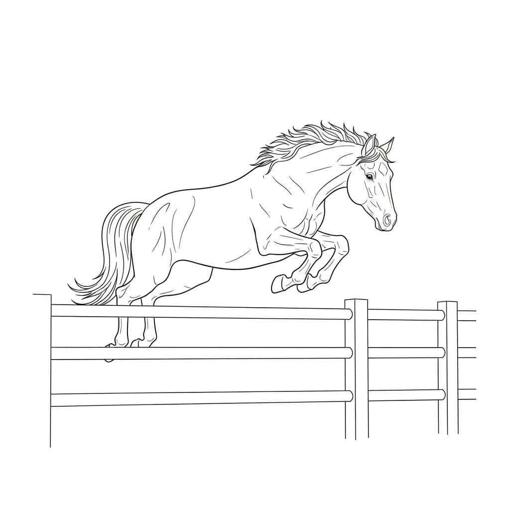 Paard Kleurplaat van een paard die eenvoudig te printen en in te kleuren is.