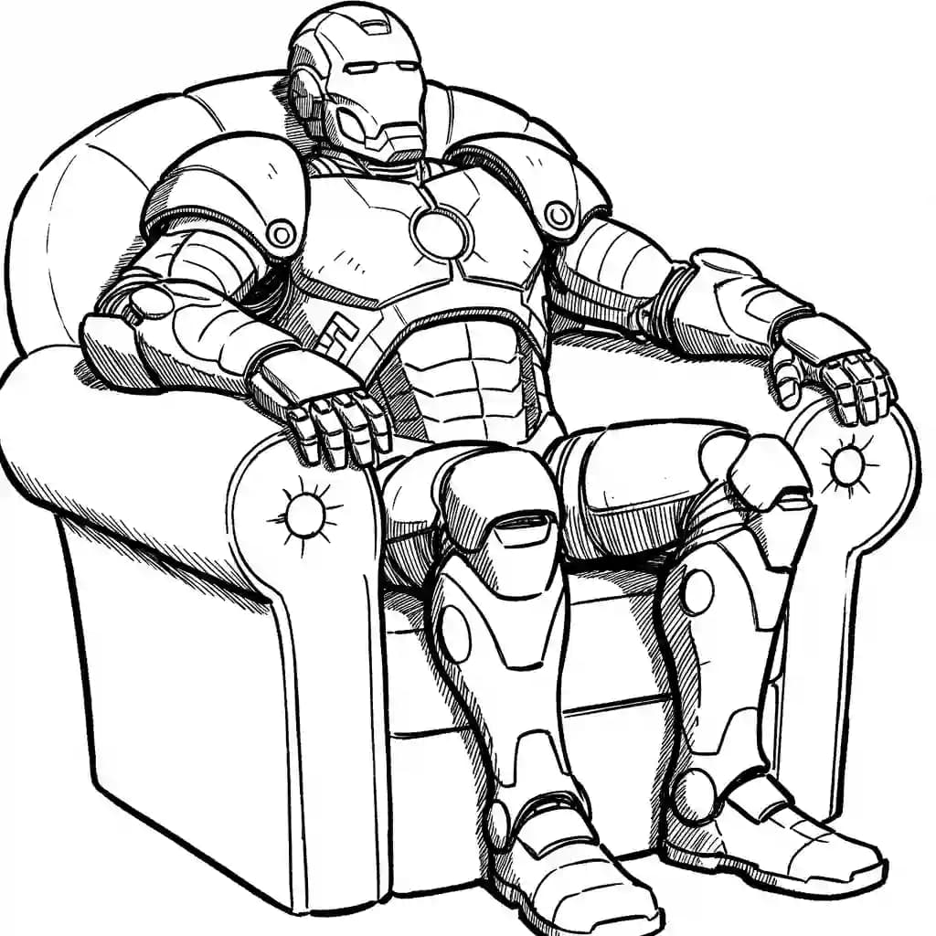 Iron Man Kleurplaat van Iron Man in een stoere superheldenpose om zelf in te kleuren.