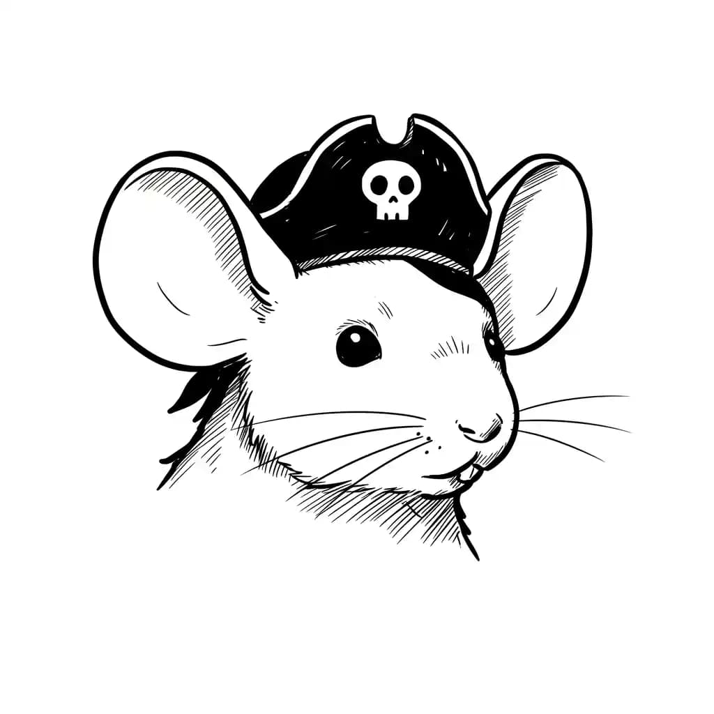 Muis Kleurplaat van een schattige muis die ideaal is om in te kleuren door kinderen en volwassenen.