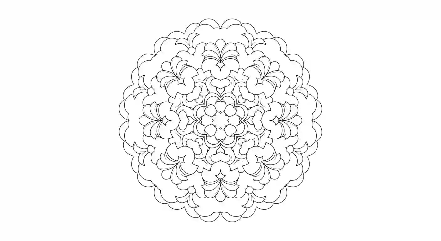 Mandala Kleurplaat van een sierlijke Mandala met decoratieve patronen om in te kleuren.
