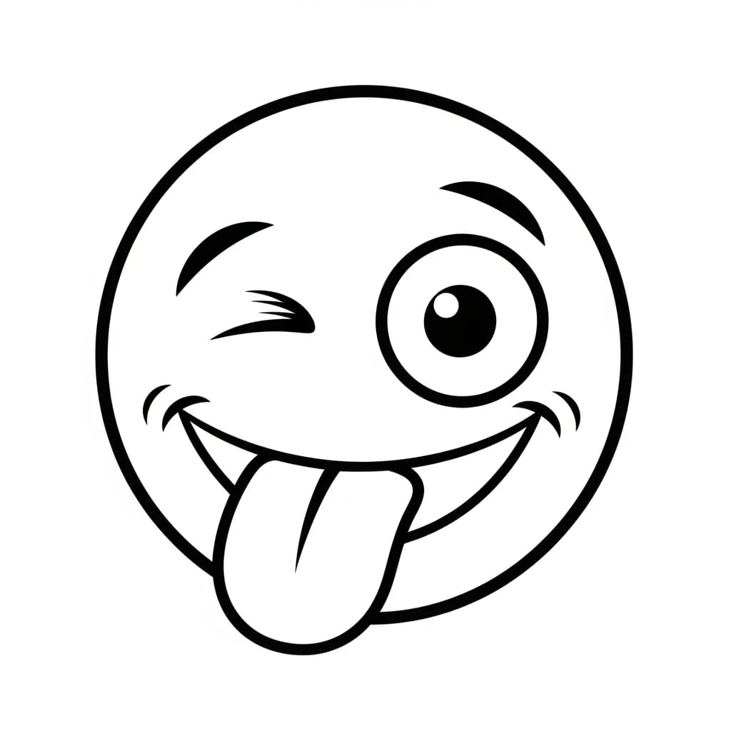 Emoji Kleurplaat van een eenvoudige Emoji-lijntekening om zelf creatief in te kleuren.