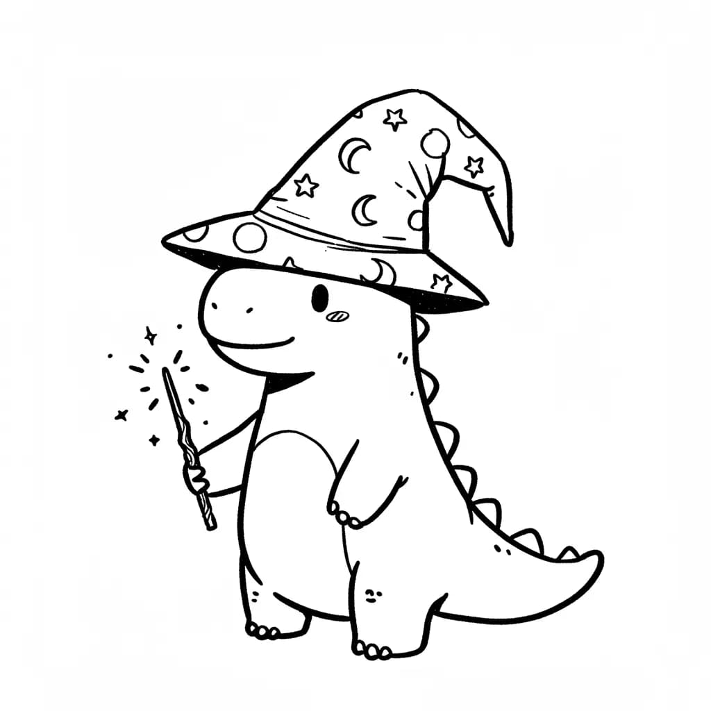 Dinosaurus Een schattige en eenvoudige dinosaurus kleurplaat om in te kleuren.