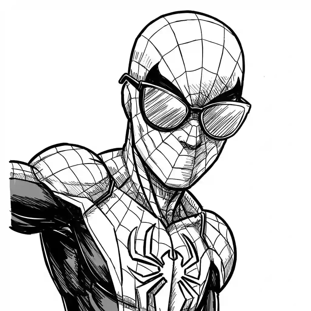 Spiderman Kleurplaat van Spiderman met een stoer superhelden thema om zelf in te kleuren.