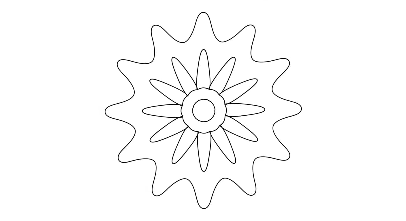 Mandala Mandala kleurplaat met rustige vormen en symmetrische patronen om in te kleuren.
