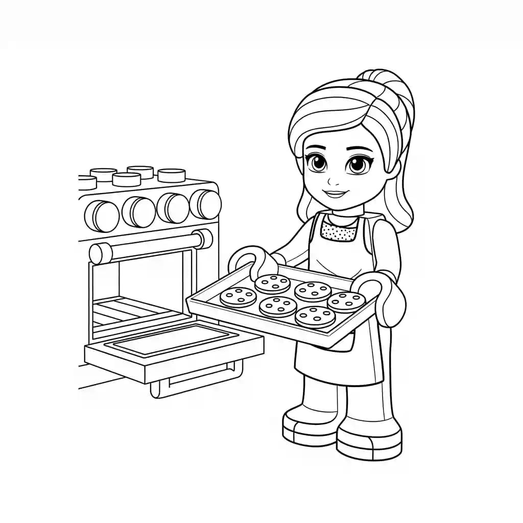 Lego Friends Leuke Lego Friends kleurplaat met vrolijke personages om zelf creatief in te kleuren.