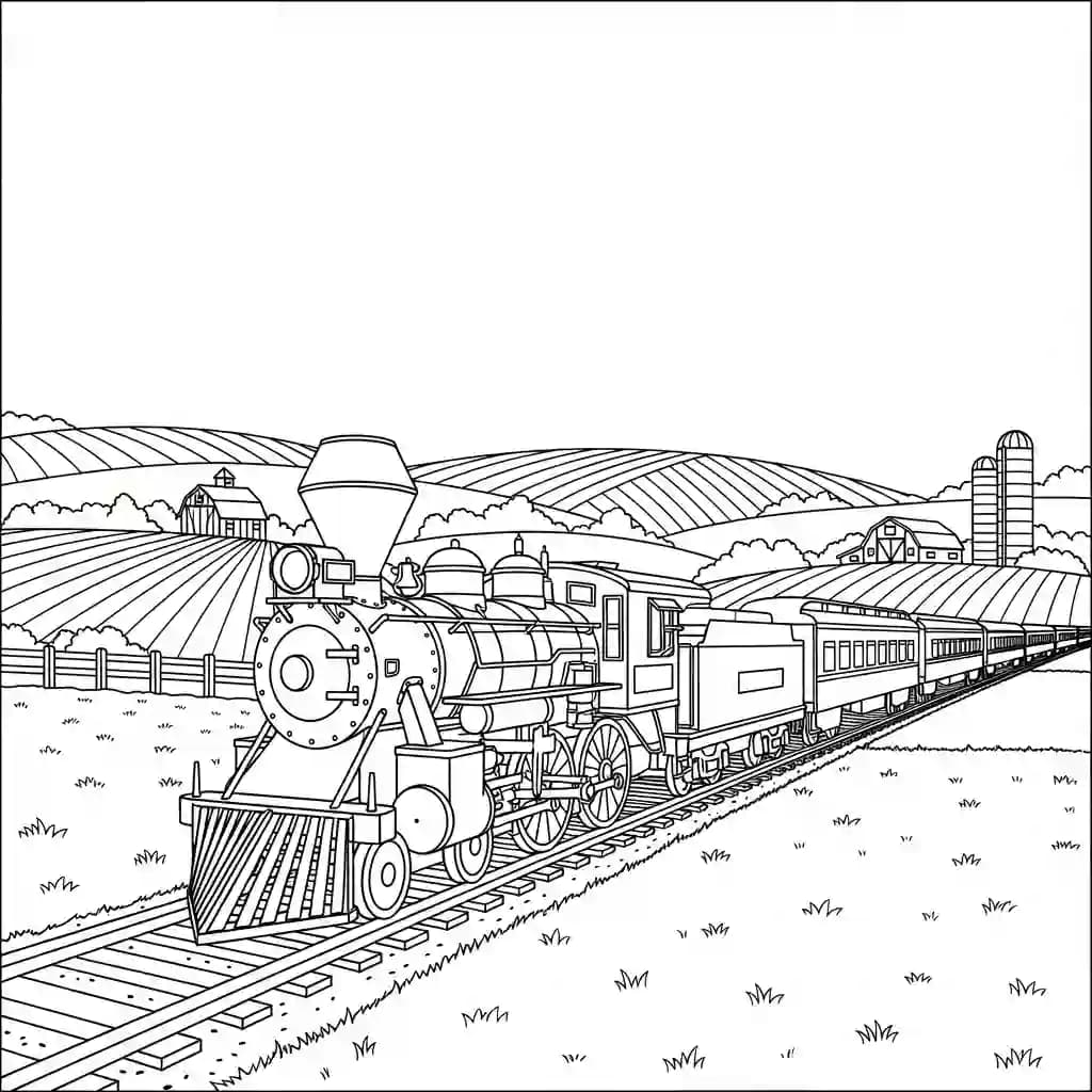Trein Kleurplaat van een trein met een leuk en creatief ontwerp om zelf in te kleuren.