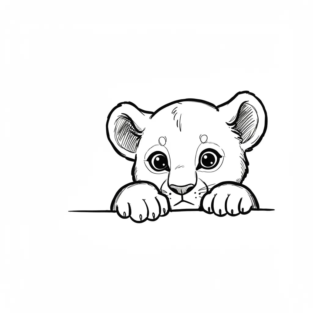 Lion King Kleurplaat van Lion King met een avontuurlijk savanne-thema om in te kleuren.