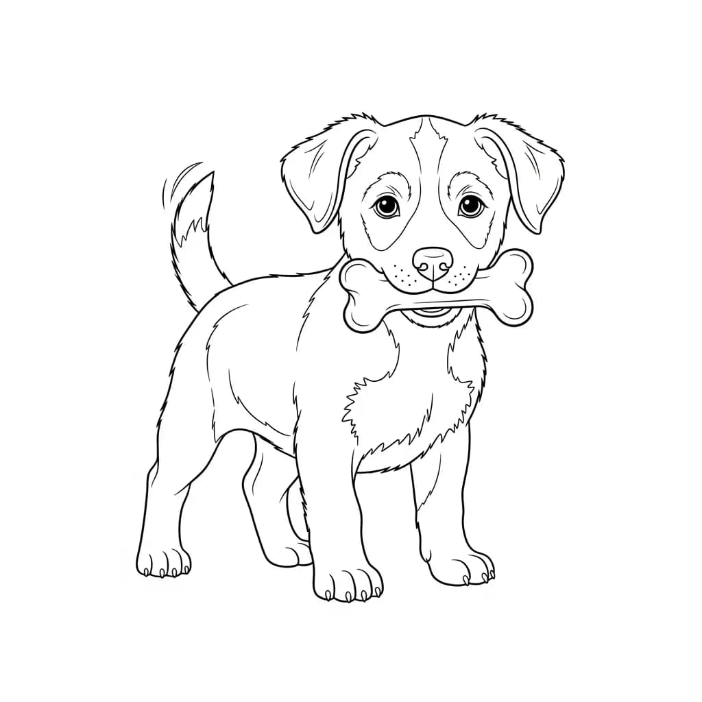 Hond Een schattige kleurplaat van een hond, klaar om ingekleurd te worden.
