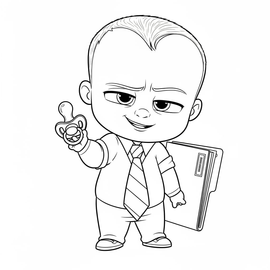 Boss Baby Leuke zwart-wit tekening van Boss Baby om zelf in te kleuren.