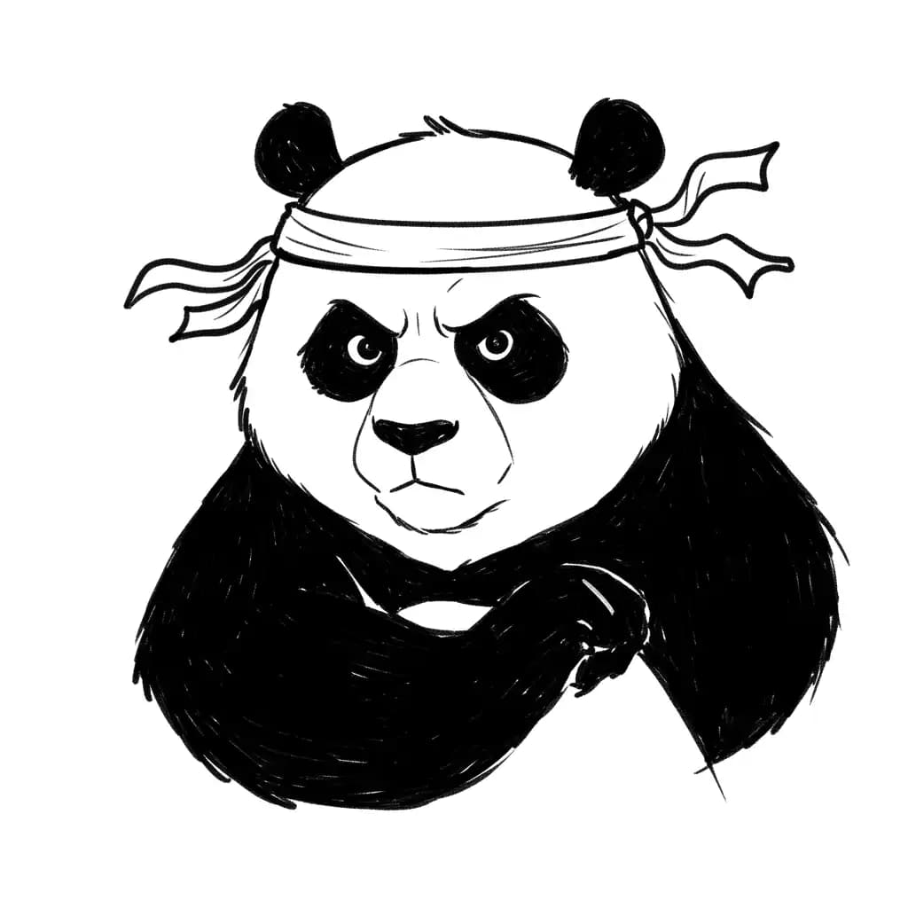 Kung Fu Panda Kung Fu Panda kleurplaat met een grappige en stoere houding om zelf in te kleuren.