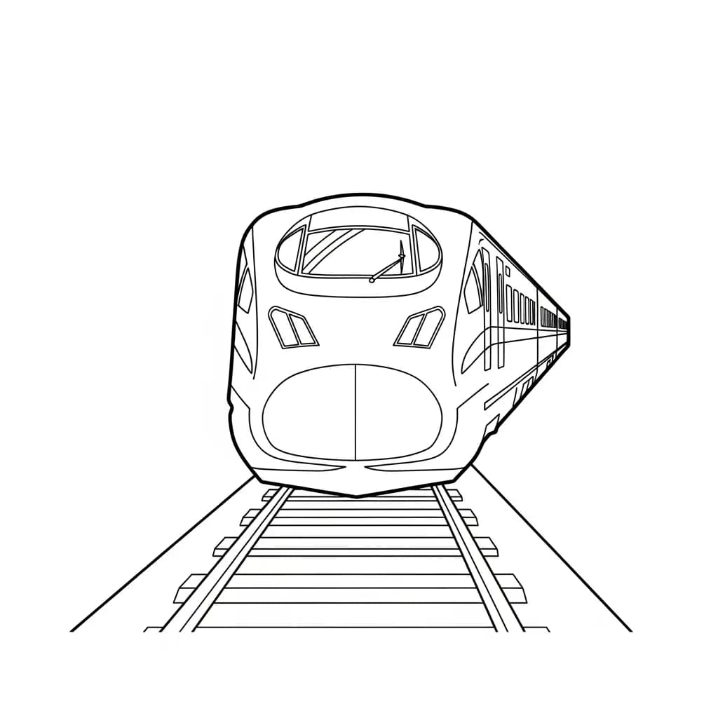 Trein Kleurplaat van een trein met een leuk en creatief ontwerp om zelf in te kleuren.