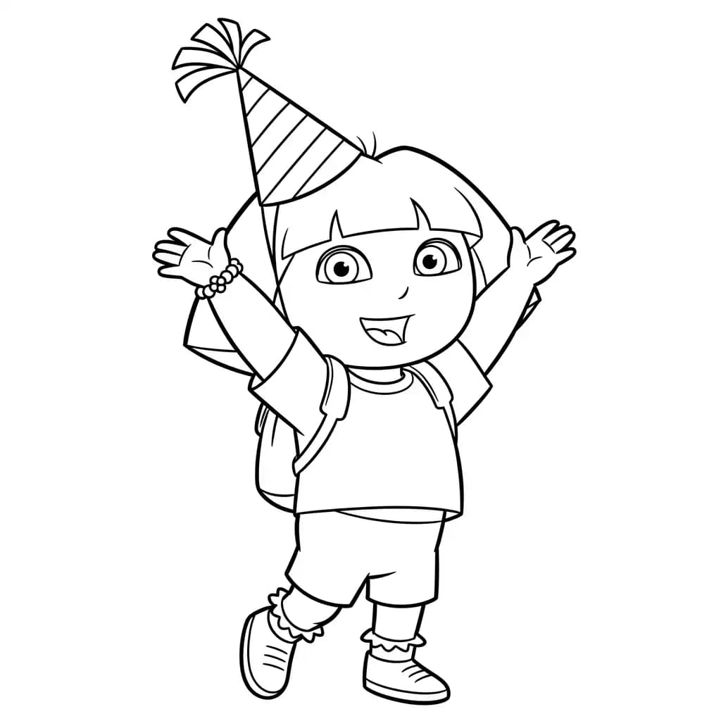 Dora Een eenvoudige en leuke kleurplaat van Dora om in te kleuren.