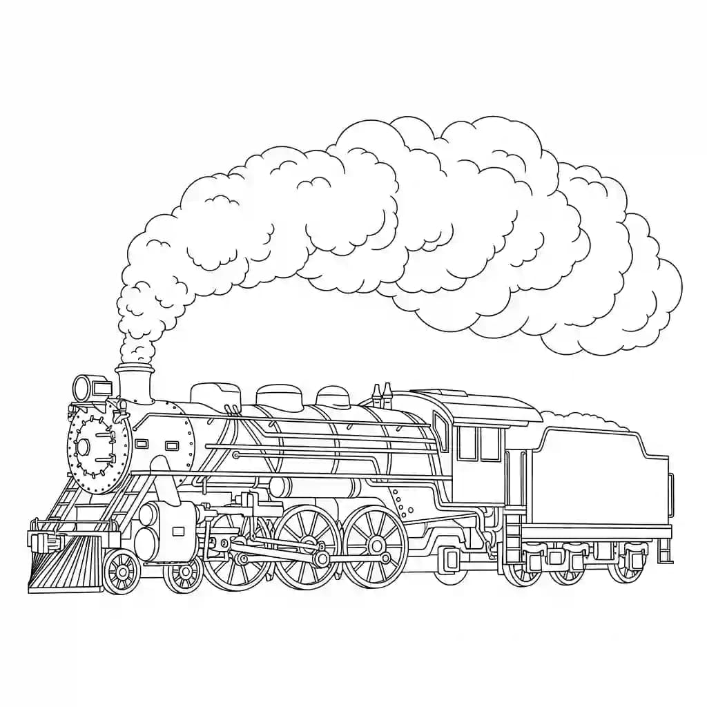 Trein Kleurplaat van een trein met een leuk en creatief ontwerp om zelf in te kleuren.