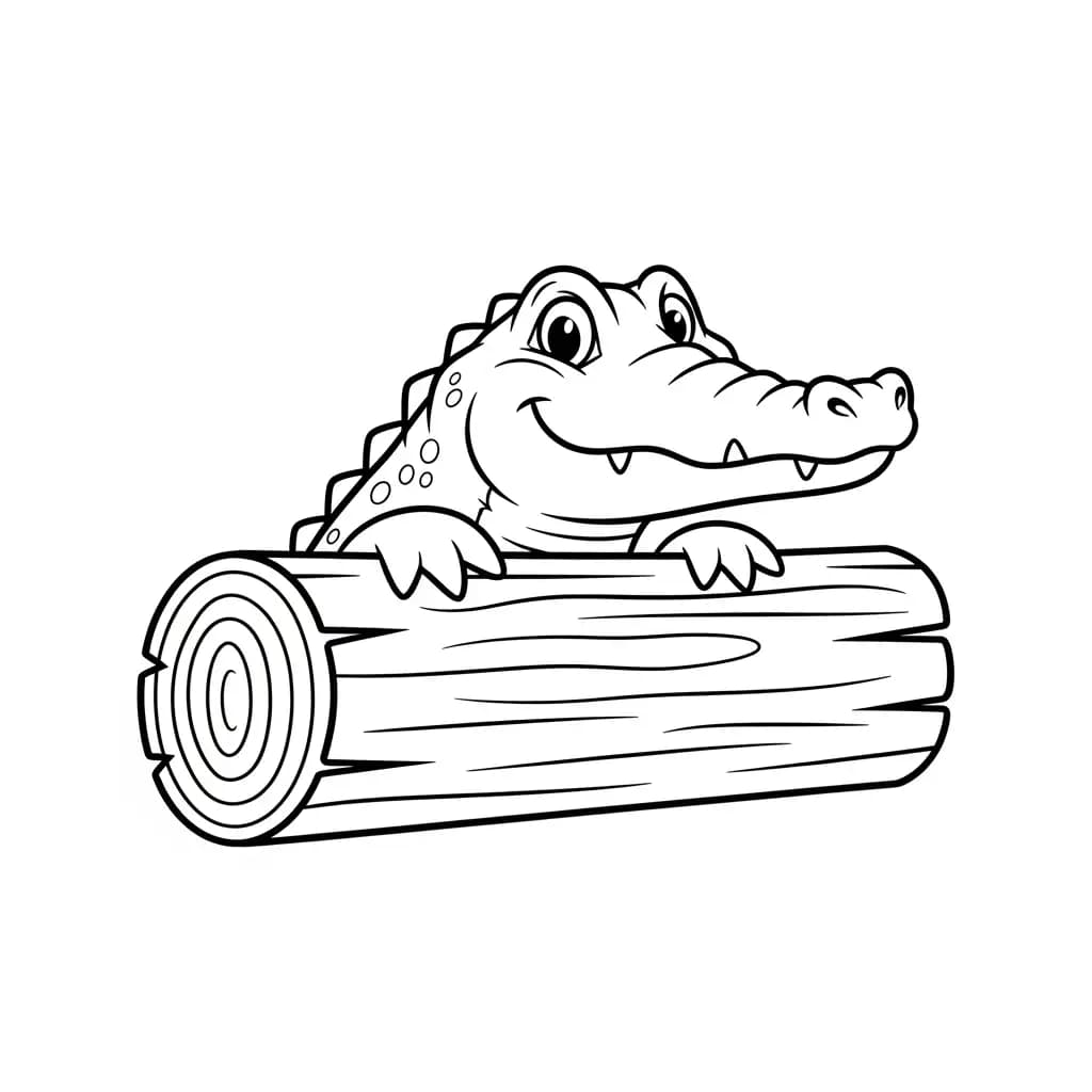 alligatorkleurplaat schets kleurplaat van een glimlachende alligator met duidelijke contouren om in te kleuren