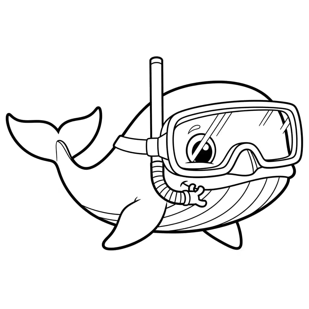 Walvis Kleurplaat van een Walvis die kinderen en volwassenen creatief kunnen inkleuren.