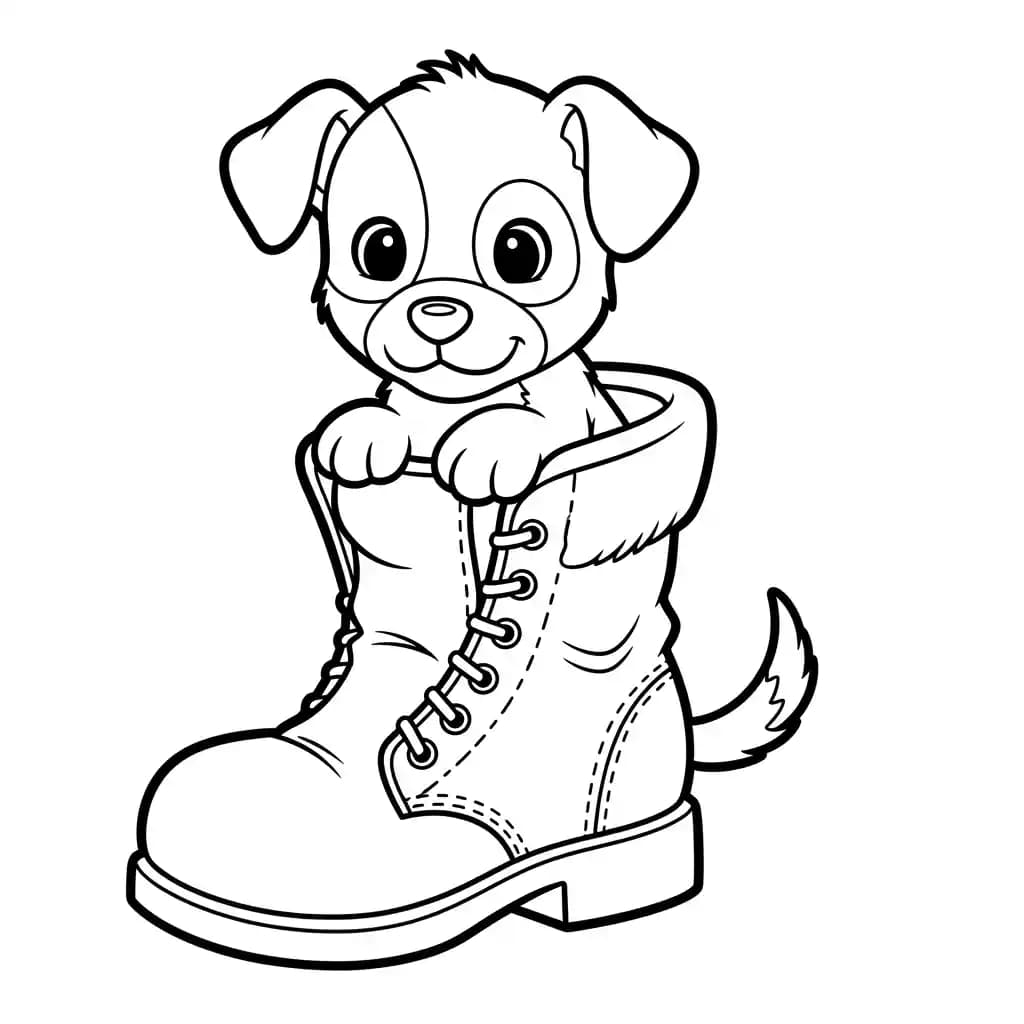 Hond Een vrolijke hond op een kleurplaat, klaar om ingekleurd te worden.