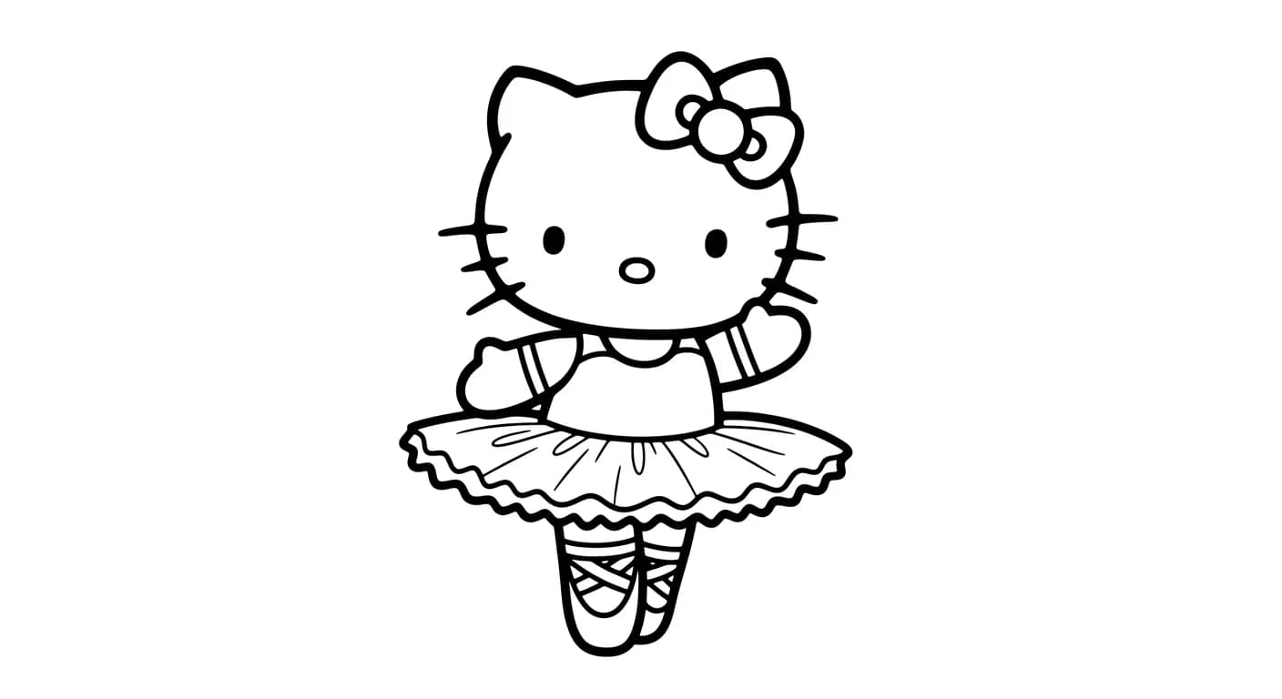 hello kitty Kleurplaat van hello kitty in een vrolijk en creatief thema om zelf in te kleuren.