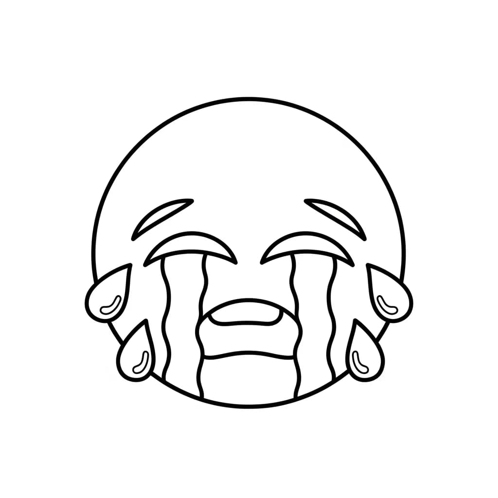 Emoji Zwart-witte kleurplaat van een vrolijke Emoji om zelf in te kleuren.