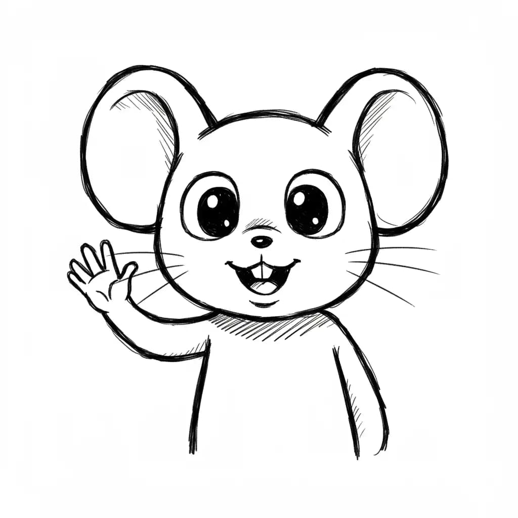 Muis Kleurplaat van een schattige muis die ideaal is om in te kleuren door kinderen en volwassenen.
