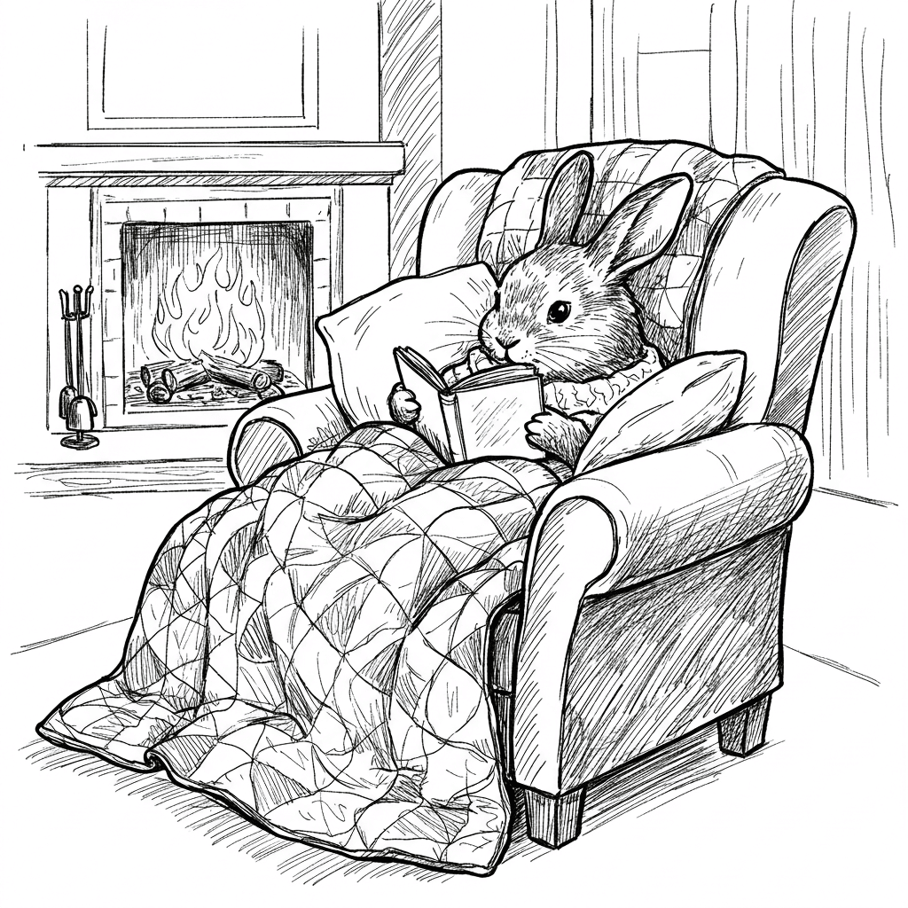 Comfortabele dagen Een ontspannende en creatieve kleurplaat van Comfortabele dagen voor jong en oud.