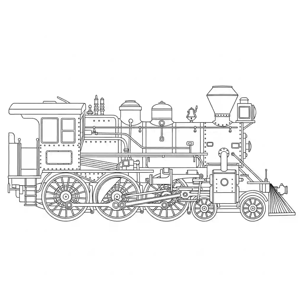 Trein Kleurplaat van een trein met een leuk en creatief ontwerp om zelf in te kleuren.