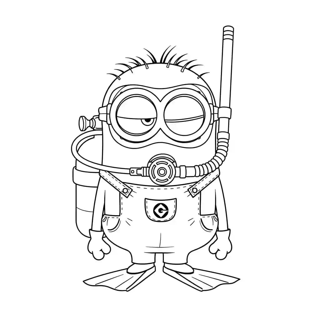 Minions kleurplaat schets kleurplaat van een vrolijke Minion met duidelijke contouren om in te kleuren