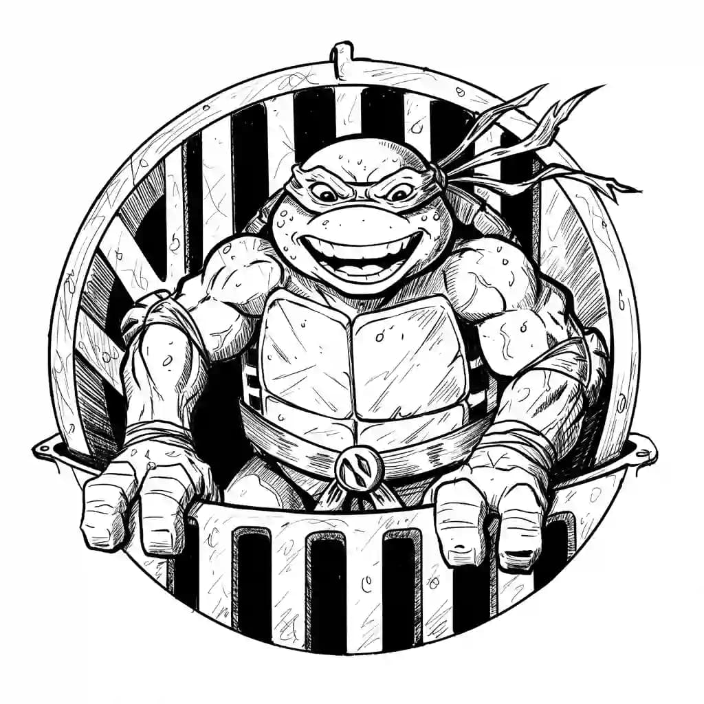 Tienermutante ninjaschildpadden Kleurplaat van tienermutante ninjaschildpadden met een avontuurlijk en speels thema om in te kleuren.