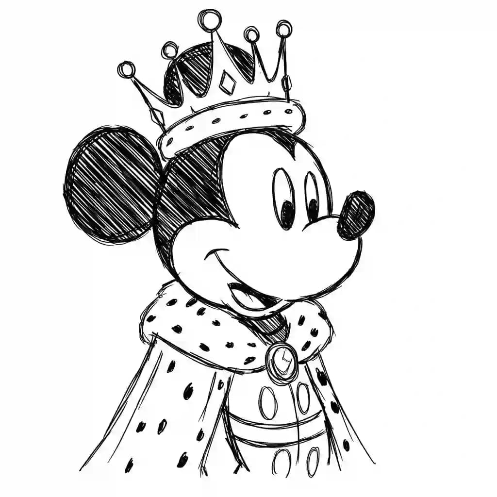 Mickey Mouse Kleurplaat van Mickey Mouse met een vrolijk en klassiek thema om in te kleuren.