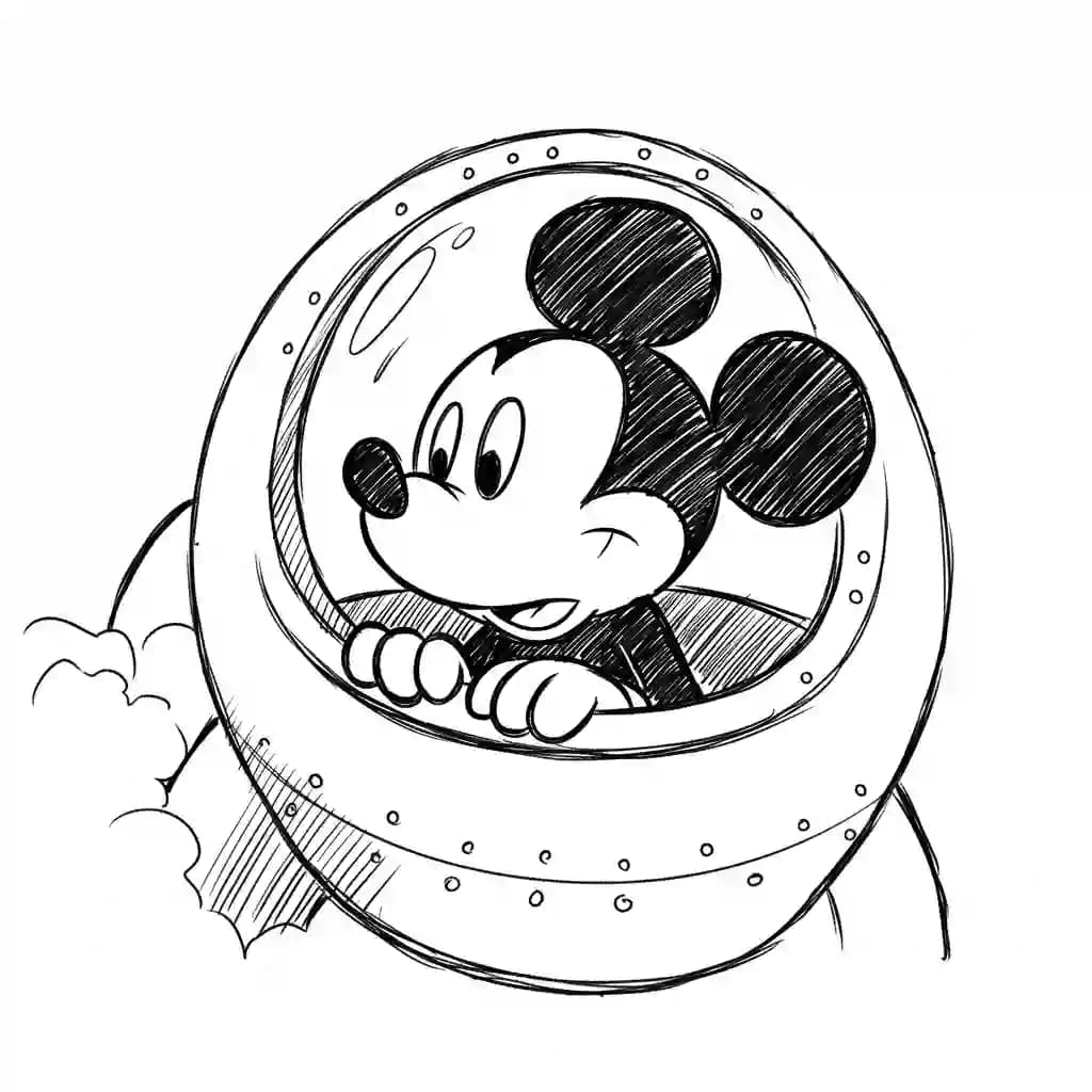 Mickey Mouse Kleurplaat van Mickey Mouse met een vrolijk en klassiek thema om in te kleuren.
