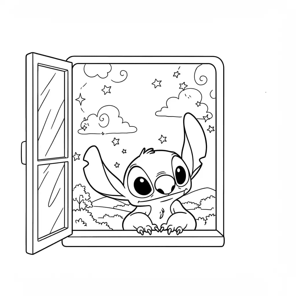 Stitch Kleurplaat van stitch om in te kleuren en gratis te printen