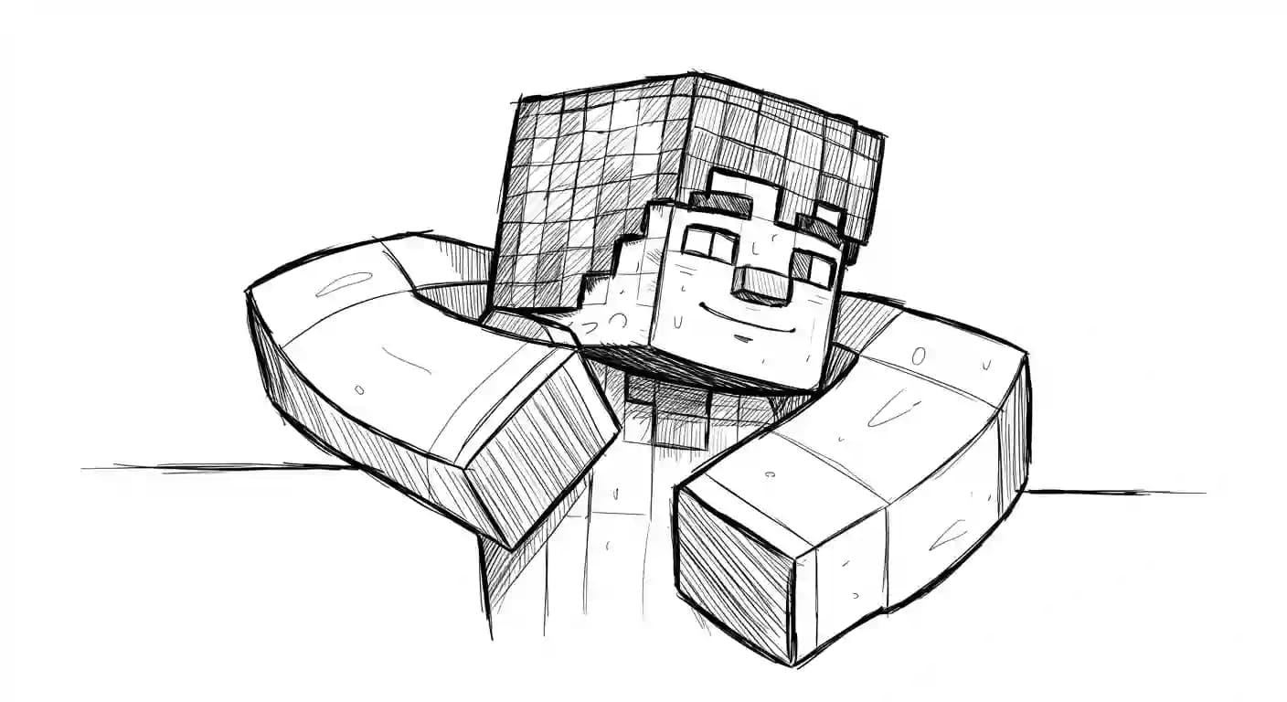 Minecraft Kleurplaat van Minecraft met bekende figuren en avontuurlijke elementen om zelf in te kleuren.