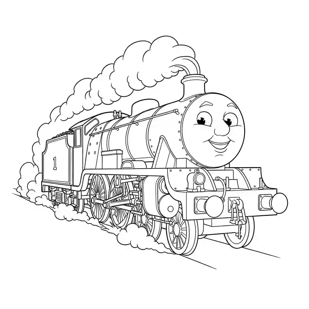 Thomas en vrienden Kleurplaat van Thomas en vrienden met een vrolijk en speels thema om in te kleuren.