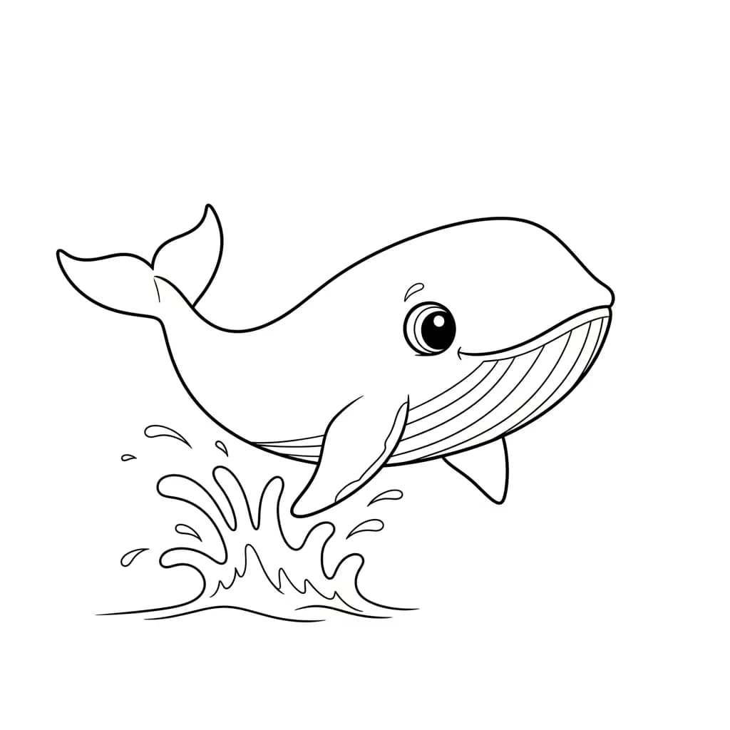 Walvis Kleurplaat van een Walvis die kinderen en volwassenen creatief kunnen inkleuren.