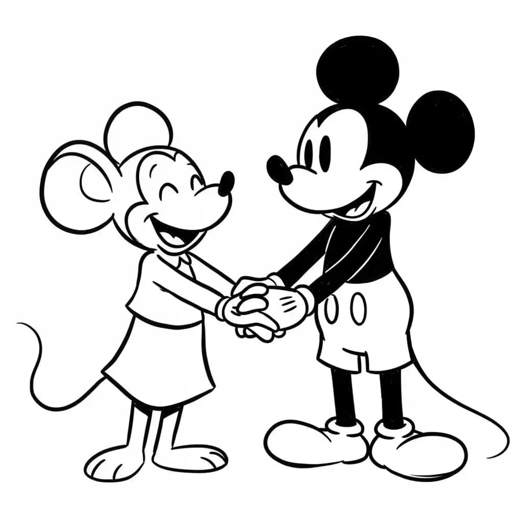 Mickey Mouse Kleurplaat van Mickey Mouse met een vrolijk en klassiek thema om in te kleuren.