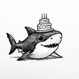 Haai Kleurplaat Kleurplaat van een zwemmende Haai in zwart-wit, klaar om in te kleuren.