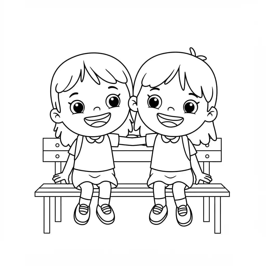 de lieve meiden Kleurplaat de lieve meiden om gratis te printen en in te kleuren.