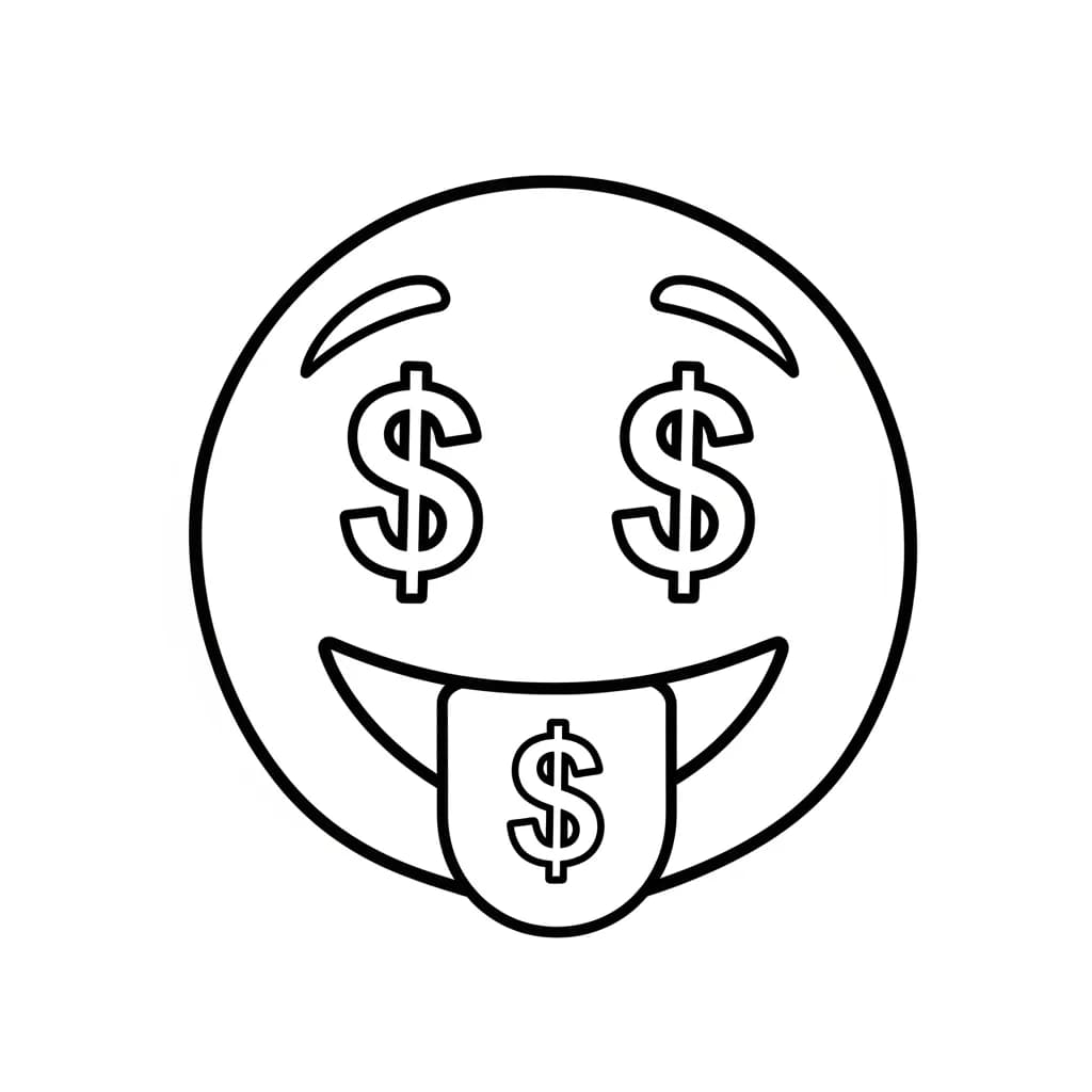 Emoji Zwart-witte kleurplaat van een eenvoudige Emoji-tekening om in te kleuren.