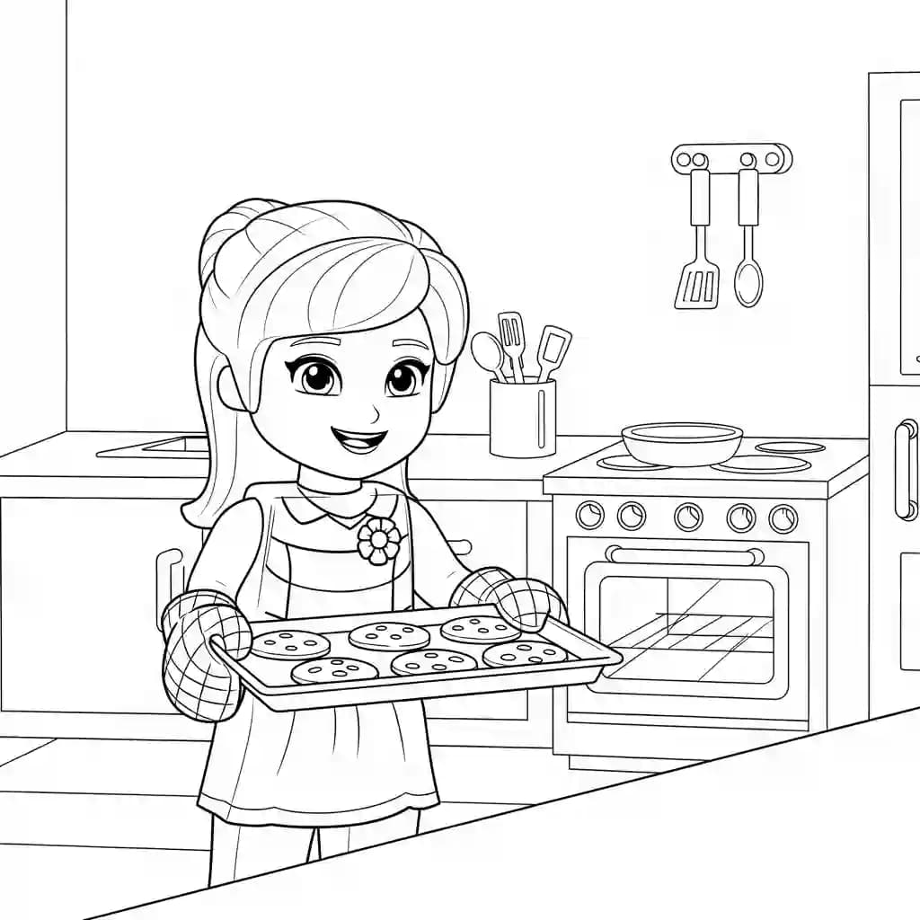 Lego Friends Leuke Lego Friends kleurplaat met vrolijke personages om zelf creatief in te kleuren.