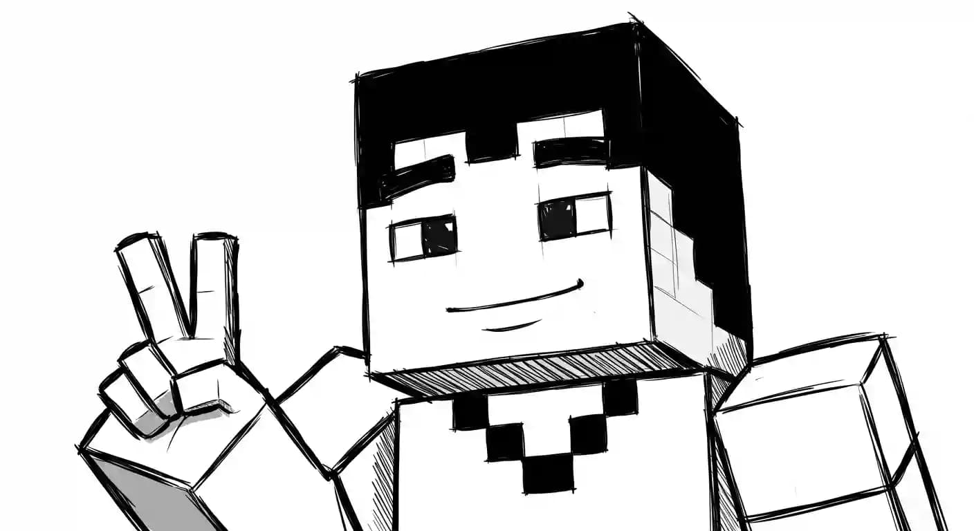 Minecraft Kleurplaat van Minecraft met bekende figuren en avontuurlijke elementen om zelf in te kleuren.